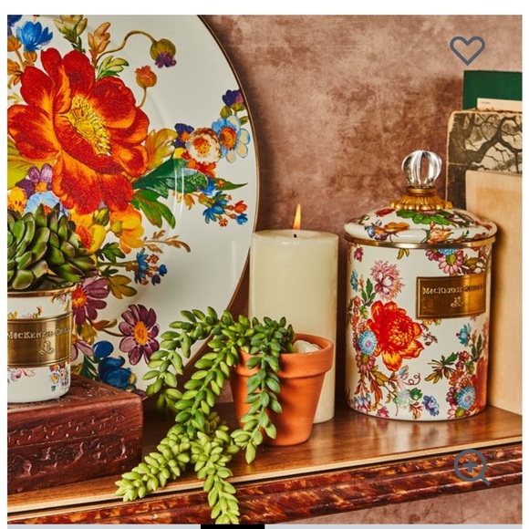 MacKenzie-Childs Floral Canister with Glass Knobs 9” x 5” - Picture 2 of 11